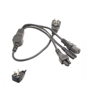 All in 1, UL Flat Plug to IEC C5/C7C13 multi-function power cord 0.6Meter